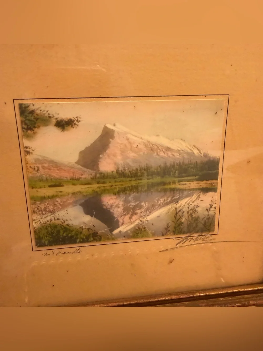 Classic Brown Framed Mountain Print Original Art Small Gallery Wall